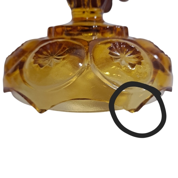 Vintage LE Smith Amber Moon And Stars Pedestal Candy Dish With Lid - Picture 11 of 11